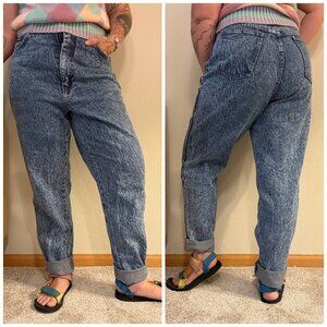 Vintage 80s Acid Wash Jeans Stefano High Rise Denim Mom Jeans 16 31/32
